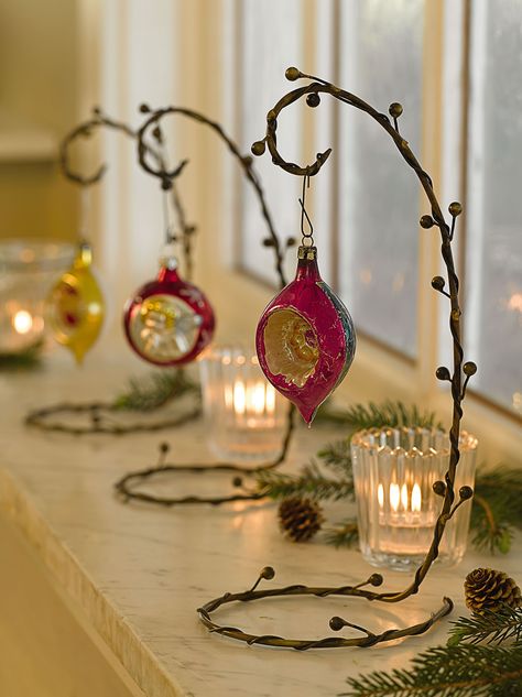 Christmas Ornament Stands, Set of 3 | Gardener's Supply Diy Ornament Display, Christmas Ornament Display, Flirty Gift, Diy Christmas Deco, Ornament Holder, Silver Christmas Ornaments, Nest Art, Ornament Stand, Diy Christmas Ornament