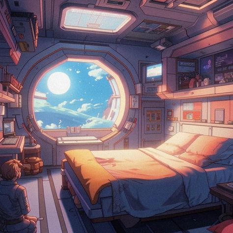 #space #spaceship #interior #cartoon Star Trek Ship Interior, Spaceship Room Concept Art, Bedroom Environment Concept Art, Spaceship Interior Bedrooms, Interior Spaceship, Sci Fi Spaceship Interior, Bedroom Reference, Spaceship Bedroom, Sci Fi Bedroom