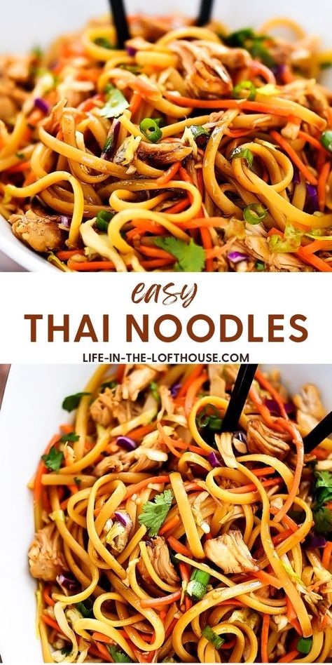 Thai Linguine Recipe, Thai Food Sides, Asian Linguine Recipes, Noodle Dishes Recipes Dinners, Thai Noodles With Beef, Asian Street Noodles, Thai Rice Noodles Recipe, Thai Ribbon Stir Fry Noodles, Thai Noodle Dishes