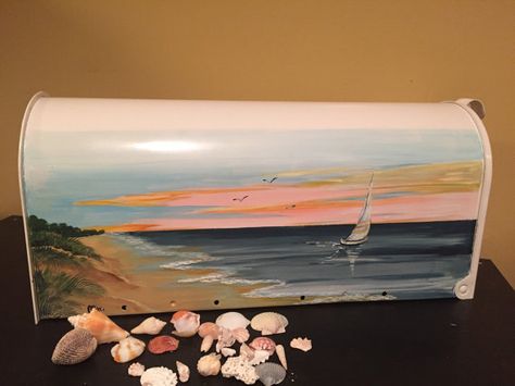 Coastal Mailbox, Beach Mailbox, Painted Mailbox, Painted Mailboxes, Personalized Mailbox, Unique Mailboxes, Art Plage, Custom Mailboxes, Mailbox Design