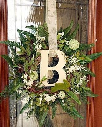 Letter "B" Wreath The Letter B, Monogram Wreath, Deco Floral, Noel Christmas, Wreath Crafts, Letter B, Holiday Time, Crafts Ideas, Front Door Decor