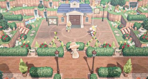 Animal Crossing Island Ideas Plaza, Acnh Entrance, Resident Services, Diy Cat Enclosure, Acnh Cottagecore, Animals Crossing, 귀여운 음식 그림, Animal Crossing Wild World, Island Theme