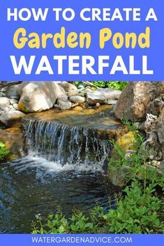 Garden Pond Waterfall, Waterfall Plants, Backyard Waterfalls, Garden Stream, Backyard Waterfall, Backyard Ponds, Goldfish Pond, Building A Pond, Garden Ponds