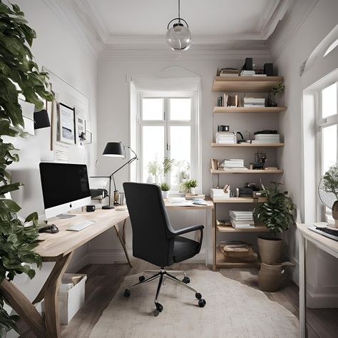 Contrast Bedroom, Light Wood Desk, Natural Office, Light Inspiration, Focus Light, Large Window, Workspace Inspiration, Office Lighting, Wood Desk