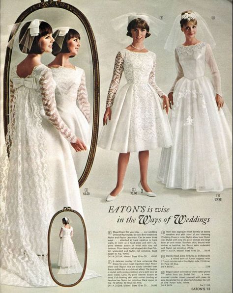 1965 Wedding dresses in the Eaton’s catalogue - Spring and Summer Vintage Bridal Fashion, For Wedding Dresses, Vintage Wedding Dresses, Vintage Wedding Photos, Blue Wedding Dresses, Retro Theme, Wedding Gowns Vintage, Vintage Style Wedding, Vintage Inspired Wedding