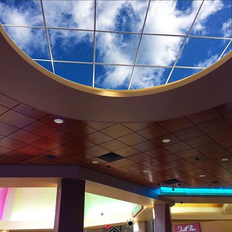 You can call it a sky ceiling fake window or LED skylight but Artificial Sky is the perfect lighting solution for biophilic architecture. Contact us today for your workplace project clinic design medical office renovation casino restaurant or any other windowless environment. #clinicdesign #biophilicdesign #lightingsolutions #hospitalart #casino #sky #LI #ledskylight #skyceiling Led Skylight, Casino Restaurant, Biophilic Architecture, Green Roof Building, Acoustic Ceiling Tiles, Sky Ceiling, Fake Window, Pavilion Architecture, Artificial Wood