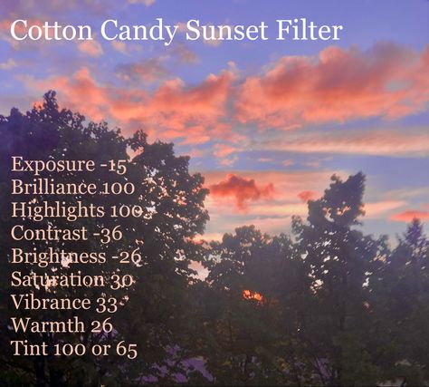 Sunset Filter, Cotton Candy Sunset, Candy Pictures, Picture Editing, Editing Tricks, Photo Editing Tricks, Editing Pictures, Cotton Candy, Photo Editing