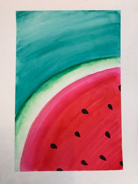 Painting Watermelon, Simple Watercolor Painting, Watercolor Painting Easy, Watermelon Festival, Watermelon Painting, Watercolor Watermelon, Painted Cards, Spring Art Projects, Festival Ideas