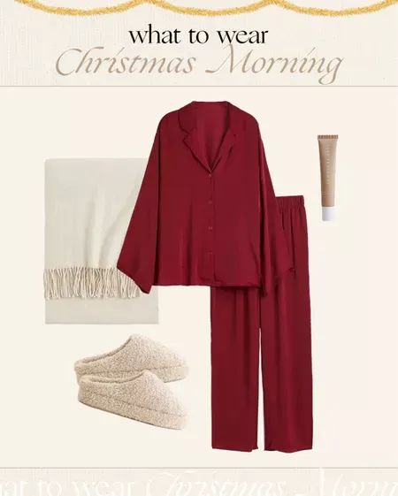 These red satin PJs from H&M are perfect to wear Christmas morning! Plus Size Christmas Pajamas, Pjs Outfits Ideas, Christmas Morning Outfit, Christmas Loungewear, Red And White Outfits, Satin Pjs, Red Pajamas, Pijamas Women, Christmas Morning