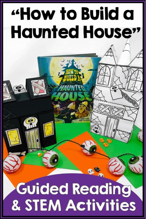 Build a haunted house with an engaging STEM challenge, create unique haunted house writing with art, learn about 3D shapes, or teach a fun, fall themed guided reading unit featuring multiple comprehension skills extensions and worksheets. This book companion and STEAM unit for How to Build a Haunted House by Frank Tupta is packed full of enriching Halloween activities for your students. This unit is perfect for fall in the classroom or an exciting Halloween themed hands-on learning experience. Haunted House Stem, Haunted House Writing, Novel Engineering, Build A Haunted House, Haunted House For Kids, Halloween Stem Activities, Haunted House Craft, Friendship Crafts, Library Lesson Plans