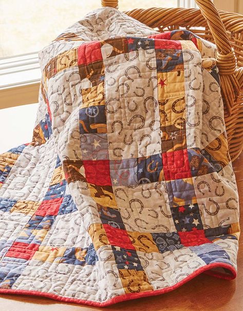 Cowboy Quilt, Western Quilts, Doll Quilts, Farm Quilt, Sewing Machine Projects, Baby Quilt Pattern, Quilting Videos, Keepsake Quilting, Western Babies