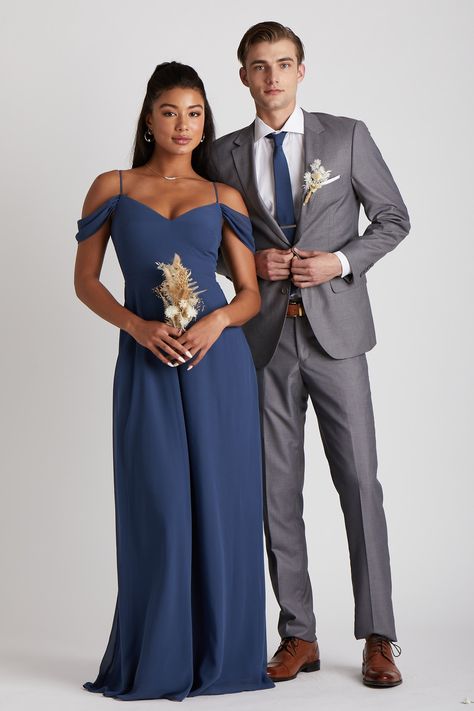 Slate Blue Bridesmaid Dresses, Slate Blue Wedding, Blue Groomsmen, Wedding Groomsmen Attire, Groomsmen Grey, Sage Bridesmaid Dresses, Birdy Grey, Blue Themed Wedding, Bridesmaid Dress Colors