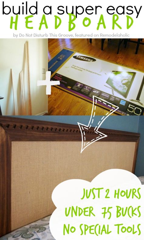 How to Build an Easy Headboard in 2 Hours with No Special Tools | Do Not Disturb This Groove on Remodelaholic.com #headboardweek #diy #headboard #bedroom Cardboard Headboard, Easy Headboard, Homemade Headboards, Plywood Headboard, Creative Headboard, Simple Headboard, Home Theater Furniture, Diy Headboards, Wooden Headboard