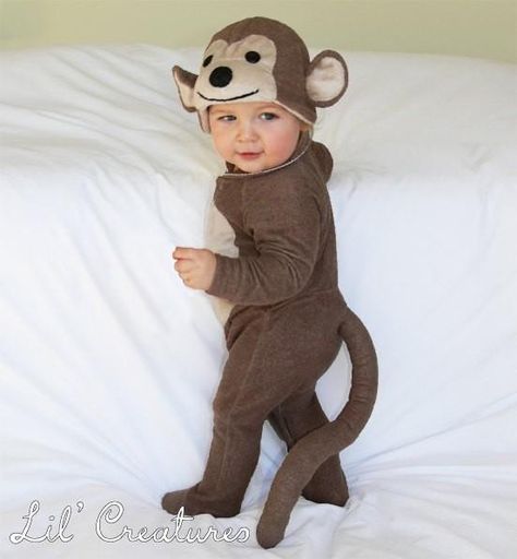 Baby Halloween Costumes Diy Monkey Costume, Toddler Monkey Costume, Baby Monkey Costume, Animal Costumes For Kids, Monkey Costume, Monkey Costumes, Baby Kostüm, Onesie Costumes