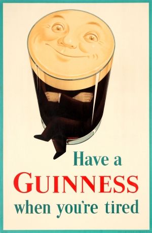 Guinness When You're Tired Pint Glass 1949 - original vintage iconic drink advertising poster for Guinness Irish stout beer Have A Guinness When You're Tired listed on AntikBar.co.uk Guinness Advert, Drink Poster, Guinness Beer, Beer Advertising, Beer Ad, Advertising Posters, Vintage Advertising Posters, Beer Logo, Vintage Beer