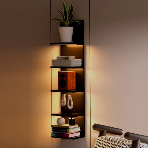 PRICES MAY VARY. FLOATING WALL SHELVES WITH LIGHT: Our contemporary design wooden lack shelves will enhance any wall, with three colorways to add character and warmth to any modern or traditional interior, creating a stunning display! QUALITY MATERIALS: 5 tier wall shelves are made from high quality wood and each shelf is treated with a protective sealant to prevent warping or damage, making the overall construction extremely durable and stable. FUNCTIONAL STORAGE SHELVES: Perfect for vanity, fr