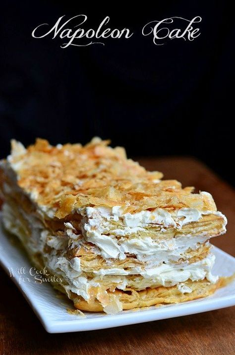 Napoleon Cake | from willcookforsmiles.com #cake Napoleon Dessert, Puff Pastry Cake, Will Cook For Smiles, Napoleon Cake, Pepperidge Farm Puff Pastry, Cakes To Make, Puff Pastry Recipes, Pastry Desserts, Köstliche Desserts