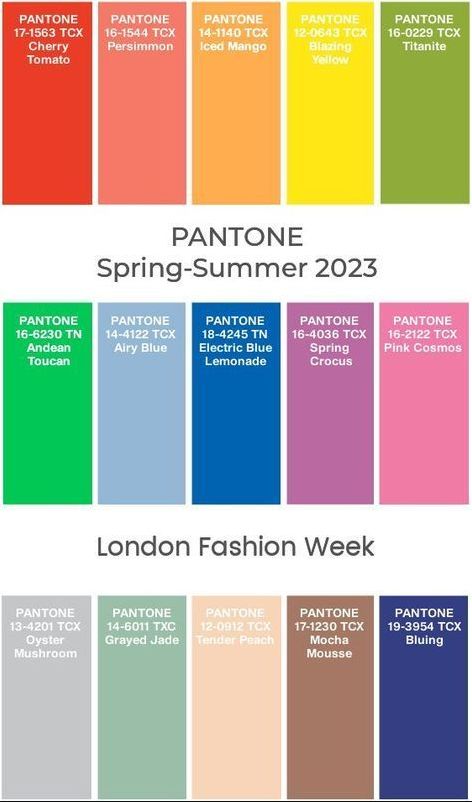 Spring 2023 Fashion Trends - Pantone 2023 London Color Palette. Spring2023FashionTrendsplussize Spring2023FashionTrendscasual Spring2023FashionTrendsshoes Spring2023FashionTrendsblackwomen Spring2023FashionTrendswork Spring2023FashionTrendsdresses #Spring2023FashionTrends #Spring2023FashionTrendswomen #Spring2023FashionTrendsstreetstyle #Spring2023FashionTrendswomenover40 #Spring2023FashionTrendsforecast Trend Color Pallete 2023, Spring Summer 2023 Color Trends, 2023 Color Trends Fashion, Fashion Trends Spring Summer 2023, Elie Saab Spring 2023, Summer Pantone, Trends Spring 2023, 2023 Swimsuit, 2023 Trends Fashion