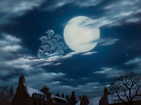 Peter Pan - Night Sky Bernardo Y Bianca, Peter Pan Wallpaper, Peter Pan 1953, Peter Pan Disney, Film Disney, Old Disney, Lost Art, Animation Background, The Night Sky