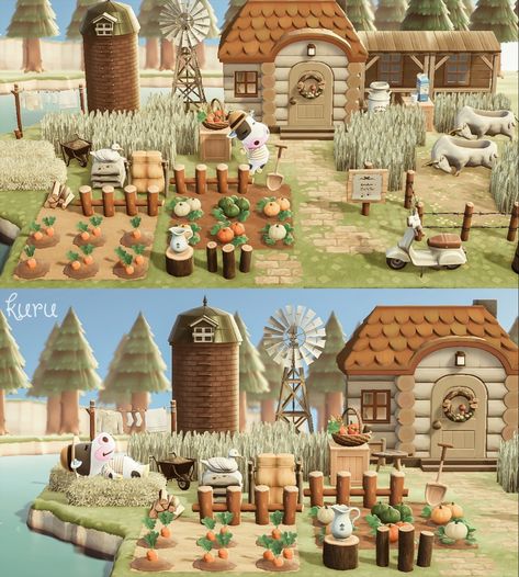 Cottagecore Yard, Cottagecore House Exterior, House Yard Design, Cottage Core Animal Crossing, Farm Entrance, Cottage Core House, Acnh Cottagecore, Wild West Theme, Animal Crossing Wild World