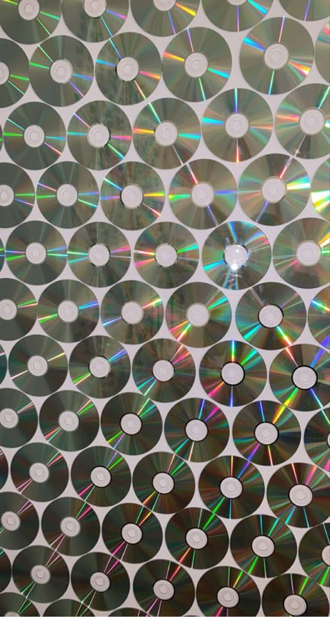 Cds Backdrop, Disco Themed Apartment, Cd Party Decorations, Discs On Wall, Birthday Decorations Disco, Cd On Wall, 90s Aesthetic Background, Cd Backdrop, Cd Wallpaper