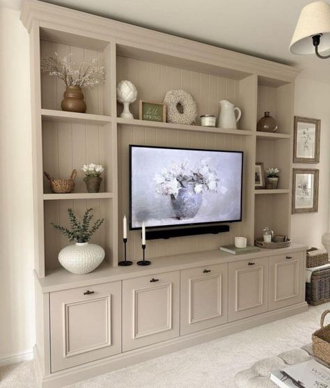 Living Room Built In Units, Built In Wall Units, Feature Wall Living Room, Living Room Wall Units, Built In Shelves Living Room, Living Room Built Ins, Shelves Living Room, Living Room Entertainment Center, Bookshelves In Living Room