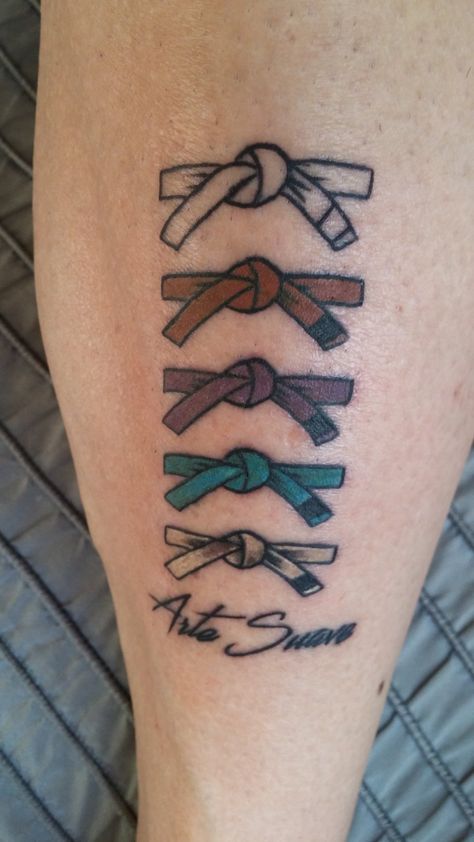 Black Belt Tattoo, Brazilian Jiu Jitsu Tattoo, Karate Tattoos, Bjj Tattoo, Belt Tattoo, Jiu Jitsu Tattoo, Taekwondo Belts, Karate Styles, Jiu Jitsu Belts