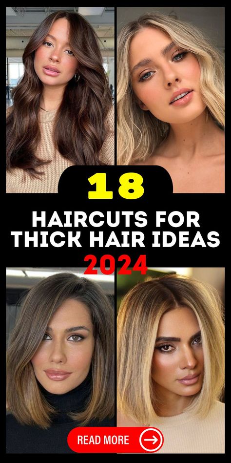 2024 Haircuts for Thick Hair 18 Ideas: Top Styles & Trends Thick Hair Bob Haircut, 2024 Haircuts, Thick Natural Hair, Thick Coarse Hair, Haircuts For Thick Hair, Thick Hair Cuts, Stacked Bob, Amazing Hairstyles, Hairstyles 2024