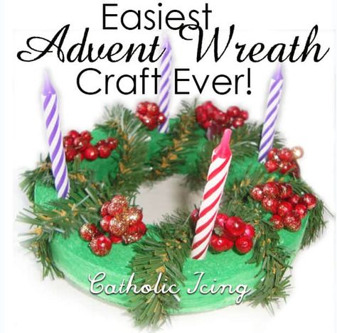 Advent Preschool, Easy Advent Wreath, Kids Advent Wreath, Advent Wreath Craft, Purple Pillar Candles, Advent Wreath Diy, Craft For Children, Advent Wreath Candles, Advent Diy