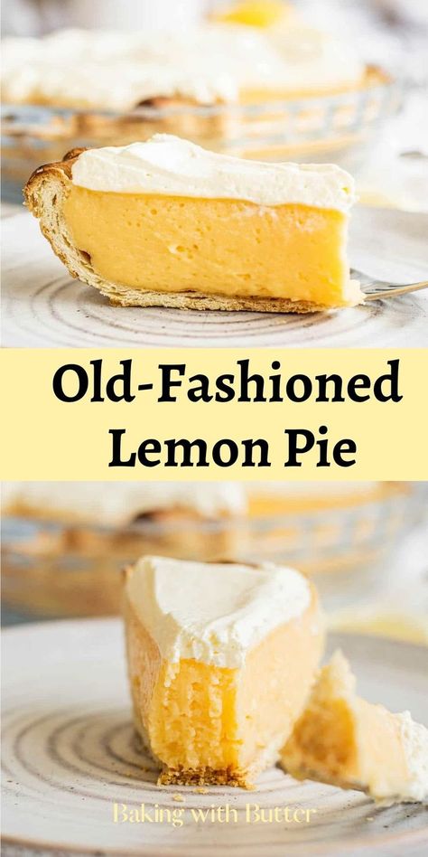 Lemon Pie Recipe Condensed Milk, Lemon Custard Pie, Easy Lemon Pie, Lemon Pie Recipe, Lemon Cream Pies, Dessert Pie Recipes, Lemon Custard, Lemon Dessert Recipes, Custard Filling