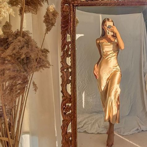 Champagne Gold Dress, Beige Silk Dress, Gold Slip Dress, Gold Silk Dress, Gold Satin Dress, Gold Floral Dress, 2000s Dress, Champagne Color Dress, Drapey Dress