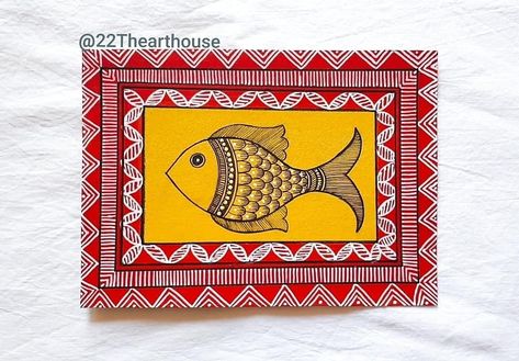 Indian Illustrations, Madhubani Fish, Yellow Paintings, Mandala Plate, Anklet Design, Mithila Art, Folk Art Fish, Gond Art, Gond Painting