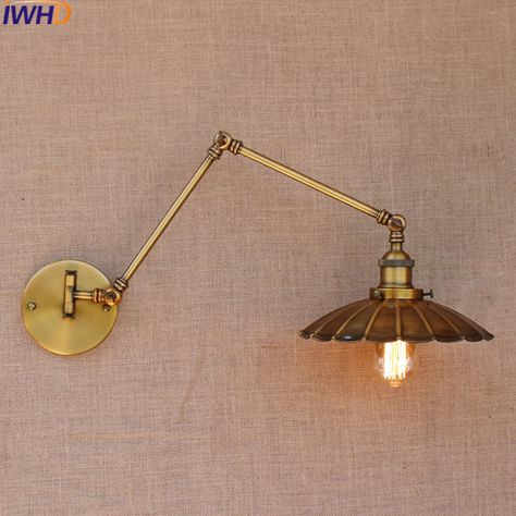 Loft Industrial adjustable Iron umbrella Wall light Fixture Vintage E27 Edison LED bulb wandlamp lamparas de pared lights lampen Arm Lamp, Bedside Wall Lights, Loft Stil, Loft Industrial, Bedroom Foyer, Vintage Wall Lights, Wall Lamps Bedroom, Style Loft, Industrial Wall