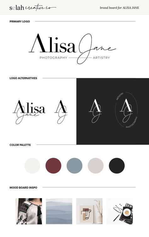 Logo Design For Photographers, Mood Boards For Branding, Logo For Personal Brand, Logo For Photographers, Logo Board Design, Logo Branding Presentation, Personal Brand Logo Design, Business Mood Board Brand Identity, Logo Mood Board Design