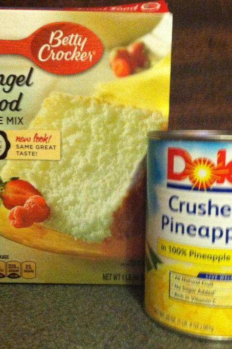 Too Easy Pineapple Angel Food Cake Crushed Pineapple Cake, Pineapple Dessert Easy, Cake Fail, Pineapple Angel Food Cake, Easy Pineapple Cake, Pour Cake, Pineapple Angel Food, Desserts Board, Angel Food Cake Desserts