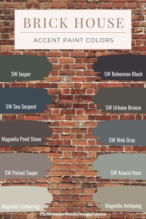 Red Brick House Accent paint colors trim door Brick House Paint Colors, Orange Brick Houses, Brown Brick Houses, Accent Paint Colors, Brick House Colors, Accent Paint, Red Brick House Exterior, Red Brick Exteriors, House Paint Colors