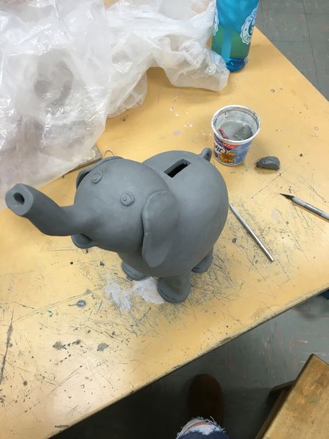 My elephant piggy bank is ready to be fired :) Pinch Pot Piggy Bank, Ceramic Piggy Bank Ideas, Clay Piggy Bank, Piggy Bank Ideas, Piggie Bank, Piggy Bank Diy, Pretty Pottery, Pinterest Predicts, Ceramic Piggy Bank