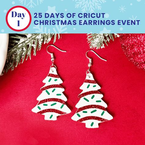 The 25 Days of Cricut Christmas Earrings Event - Amy Romeu Faux Leather Earrings Cricut Svg Free, Holiday Earrings Diy, Diy Christmas Earrings, Earring Svg, Leather Jewelry Diy, Crafts Sewing Projects, Cricut Christmas, Cricut Craft Room, Diy Cricut