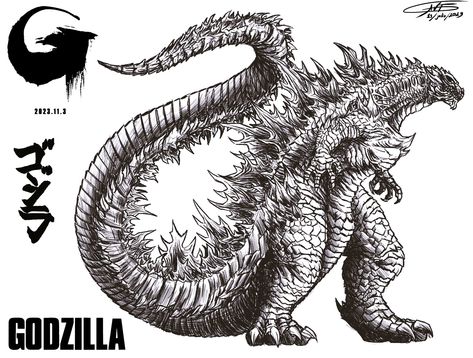 Godzilla Minus One Art, Godzilla Minus One, Drawing Godzilla, Godzilla Design, Godzilla Drawing, Monsters Art, Godzilla Wallpaper, Kaiju Art, Mecha Anime