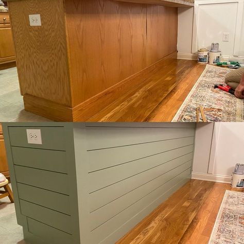 Kitchen Island Makeover, Shiplap Kitchen, Mobile Home Renovations, Diy Kitchen Renovation, Remodeling Mobile Homes, Island Kitchen, Kitchen Redo, Home Upgrades, Updating House