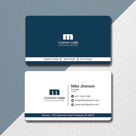 Flat business card Premium Psd | Premium Psd #Freepik #psd #business-card #business-card-visiting-card #business-name-card #visiting Business Card Front And Back Design, Corporate Visiting Card, Visiting Cards Design, Simple Business Card Design, Business Card Ideas, Business Card Design Minimal, Simple Card Designs, Visiting Card Templates, Corporate Business Card Design