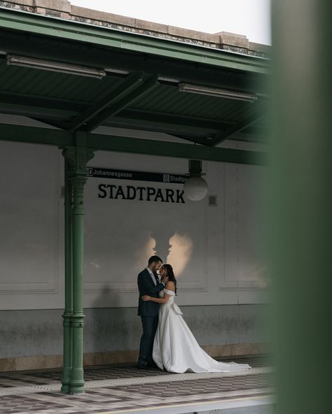 When Liliya & James asked me about a post-wedding shoot in Vienna at sunrise, it was an easy YES — two mornings after their wedding, we explored the city in the early hours, starting at a train station by their hotel 🚊 It was such a gorgeous morning with these genuinely beautiful people, inside & out. I can’t wait to share more from this shoot that captures Liliya & James’ love story in the city of Vienna 🥹✨ pt 1 of 2 Dress @justinalexandersignature Hair & MUA @anniedluxe Photographer @... Vienna Wedding, Train Wedding, Post Wedding, Wedding Photoshoot, A Train, Wedding Shoot, Train Station, Intimate Wedding, Styled Shoot