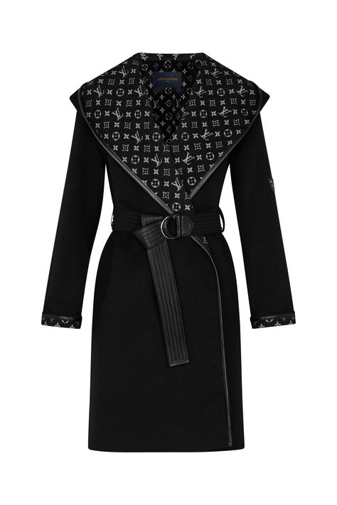 Hooded Wrap Coat - Ready-to-Wear | LOUIS VUITTON Black Wrap Coat, Hooded Wrap Coat, Vuitton Outfit, High Fashion Women, Wrap Coat, Louis Vuitton Official, Winter Coats Jackets, Winter Coats Women, Stylish Fashion