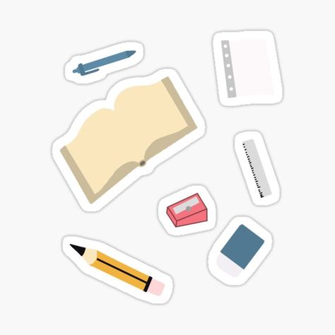 "Student kit pack" by gruthepidgeon | Redbubble Useful Items, Love Culture, Pens Pencils, More Fun, Sticker Design, Beautiful Design, Vinyl Sticker, For Sale, Books