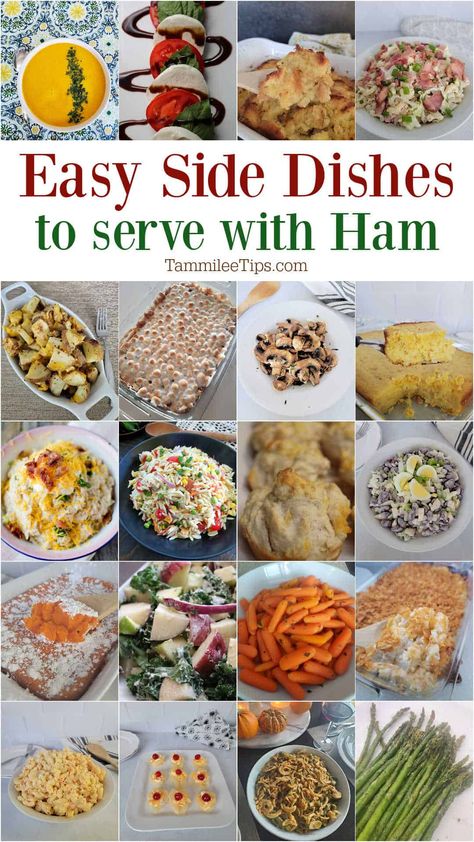 If you are wondering what to serve with ham this list has been made just for you! These ham side dishes are easy to make and taste amazing. Sides To Cook With Ham, Potatoes For Ham Dinner, Honey Ham Side Dishes, Ham Thanksgiving Dinner Sides, Sides To Go With Ham Dinner, What Goes With Ham Dinner, Sides For Ham Steak, Sides For Baked Ham Dinner, Ham And Sides Dishes