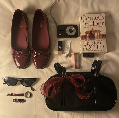 Aesthetic Clips, Cherry Wine, Inside My Bag, Handbag Essentials, Dark Coquette, What's In My Bag, Vintage Americana, Dark Feminine, Downtown Girl