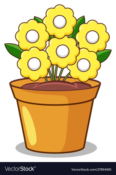 Flowers In A Pot, Flowers Cartoon, Sunflower Accessories, Pot Image, Plant Cartoon, Flower Cartoon, Teacher Classroom Decorations, Line Doodles, Plant Vector