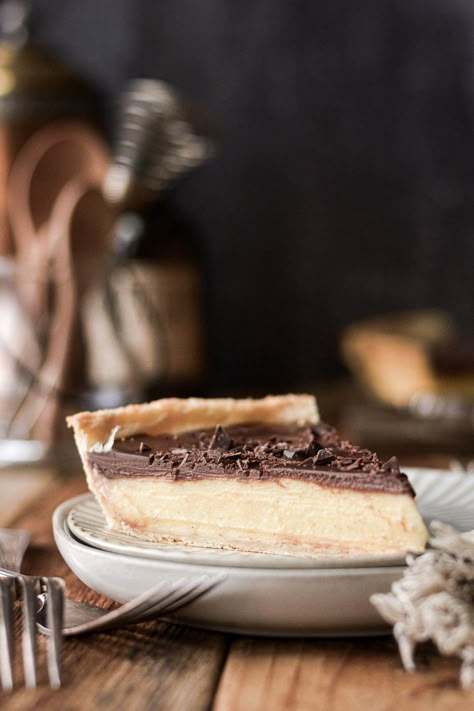 Chocolate Eclair Pie, Eclair Pie, Cottage Cooking, Vanilla Bean Custard, High Altitude Baking, Cream Custard, Dessert Pie, Perfect Pie Crust, Dark Chocolate Ganache