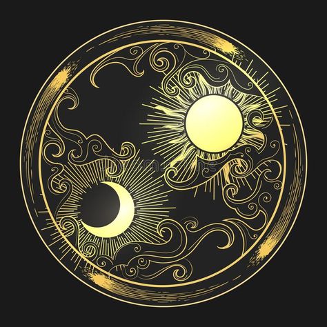 Sun Moon Design, Motif Art Deco, Sun And Moon Drawings, The Sun And Moon, Cool Pencil Drawings, Graphic Design Elements, Moon Drawing, Celestial Art, Arte Fantasy