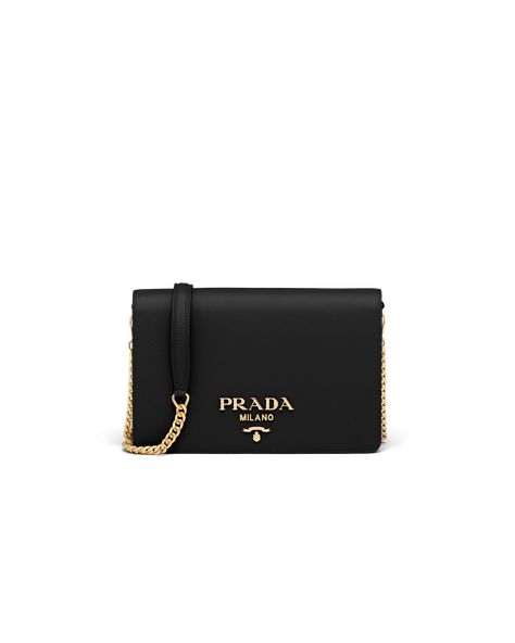 This Saffiano leather mini-bag with shoulder strap has a refined minimalist design. The accessory is decorated with the metal logo. Prada Saffiano Leather Mini Bag, Saffiano Leather Mini Bag, Visionary Board, Prada Bag Black, Prada Bag Saffiano, Prada Clothes, Prada Mini Bag, Prada Mini, Metal Lettering